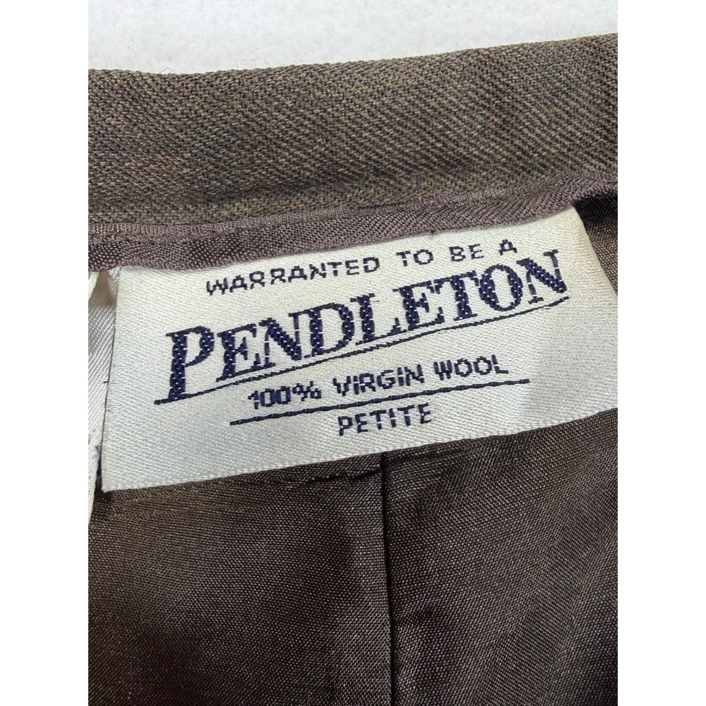 Pendleton Brown 100% Virgin Wool Straight Leg Trousers Pants Petite 12 High Rise - Picture 2 of 7